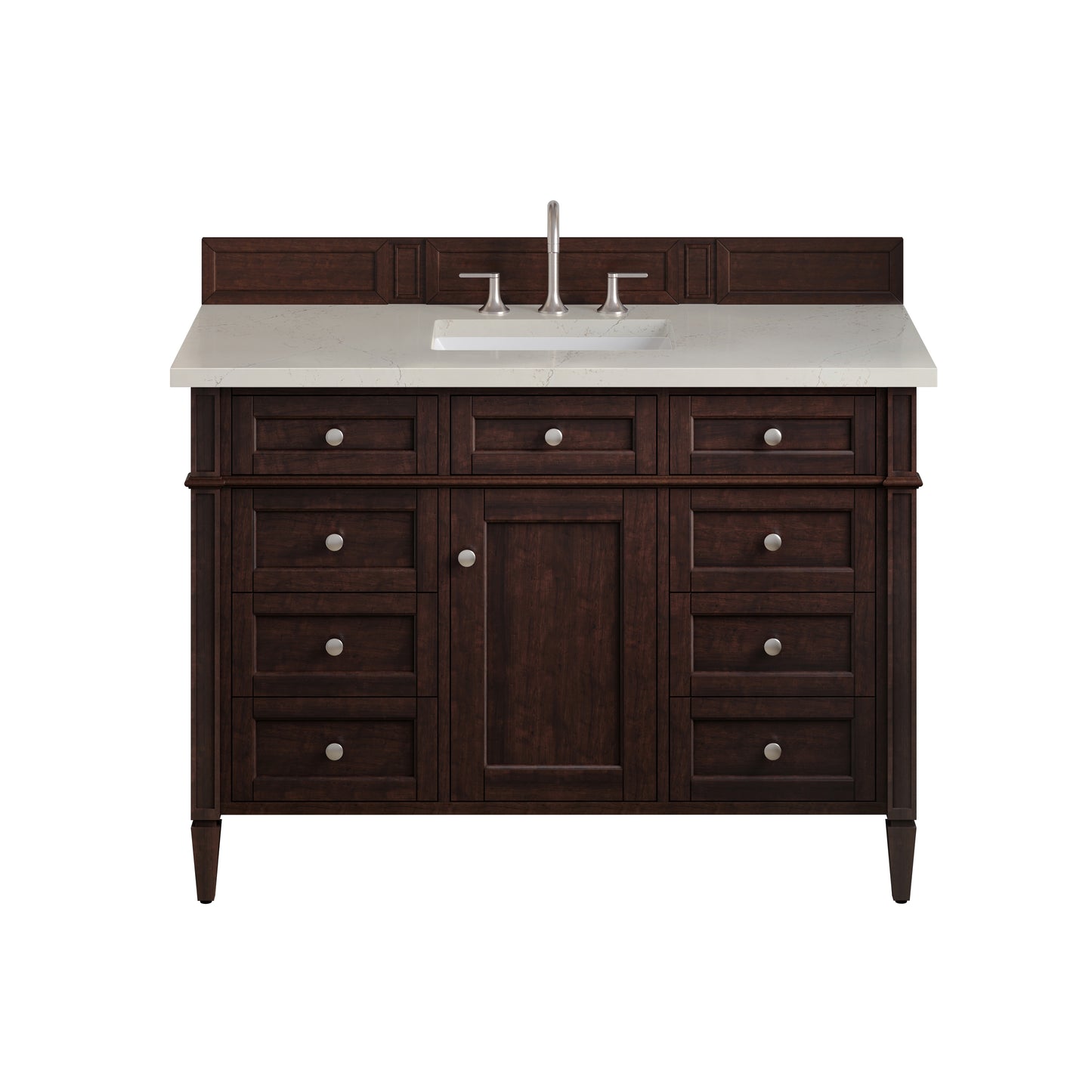 Renovate for Less Atlanta Brittany 48" Single Vanity, Burnished Mahogany, w/ 3 CM Siberian Silestone Top