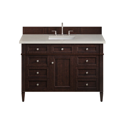 Renovate for Less Atlanta Brittany 48" Single Vanity, Burnished Mahogany, w/ 3 CM Siberian Silestone Top