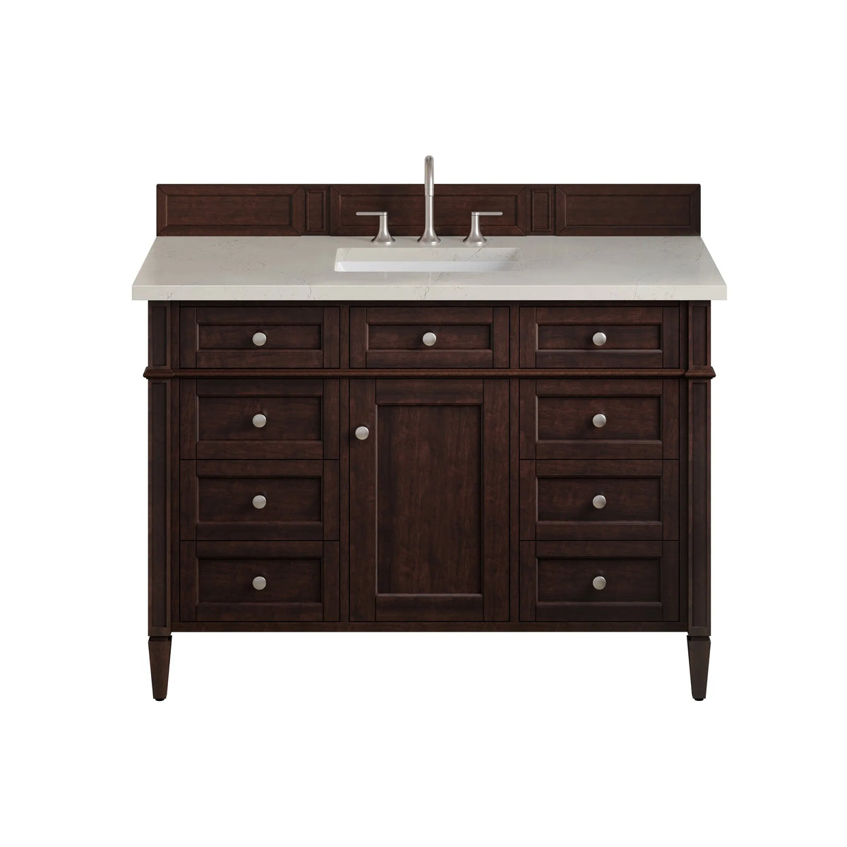 Brittany 48" Single Vanity, Burnished Mahogany, w/ 3 CM Siberian Silestone Top w/FreePower Wireless Charger