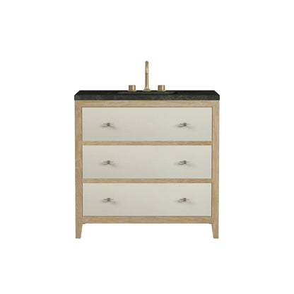 Renovate for Less Atlanta Celeste 36" Single Vanity, Sunwashed Oak with Embossed Shagreen, w/ 3 CM Phantome Eclos Top