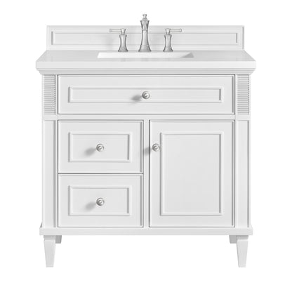 Renovate for Less Atlanta Lorelai 36" Single Vanity, Bright White w/ 3 CM White Zeus Silestone Top