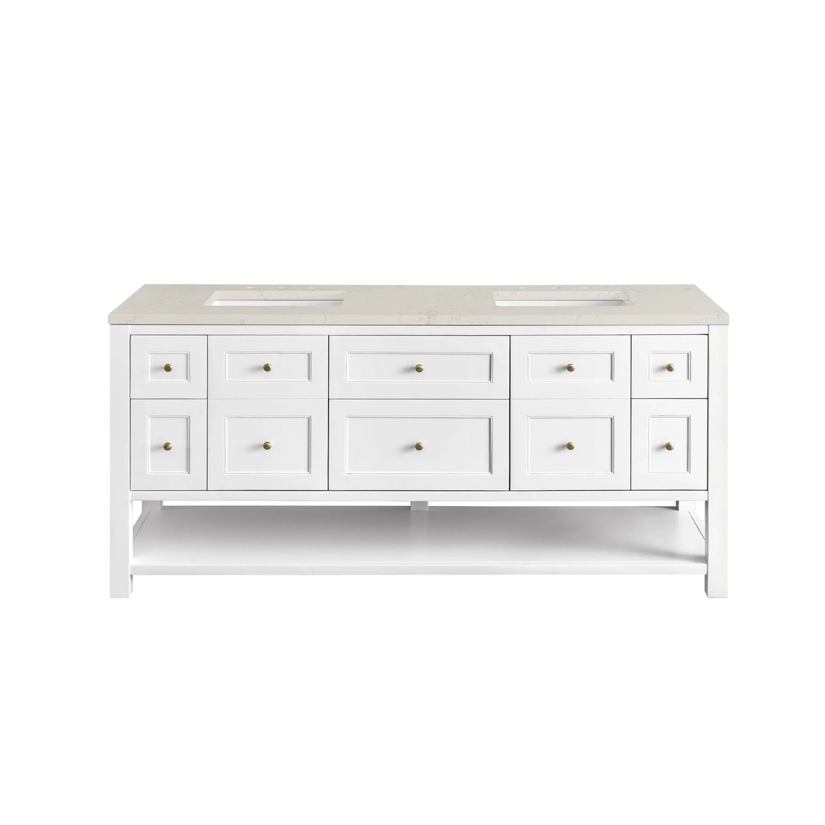 Breckenridge 72" Double Vanity, Bright White, w/ 3 CM Siberian Silestone Top