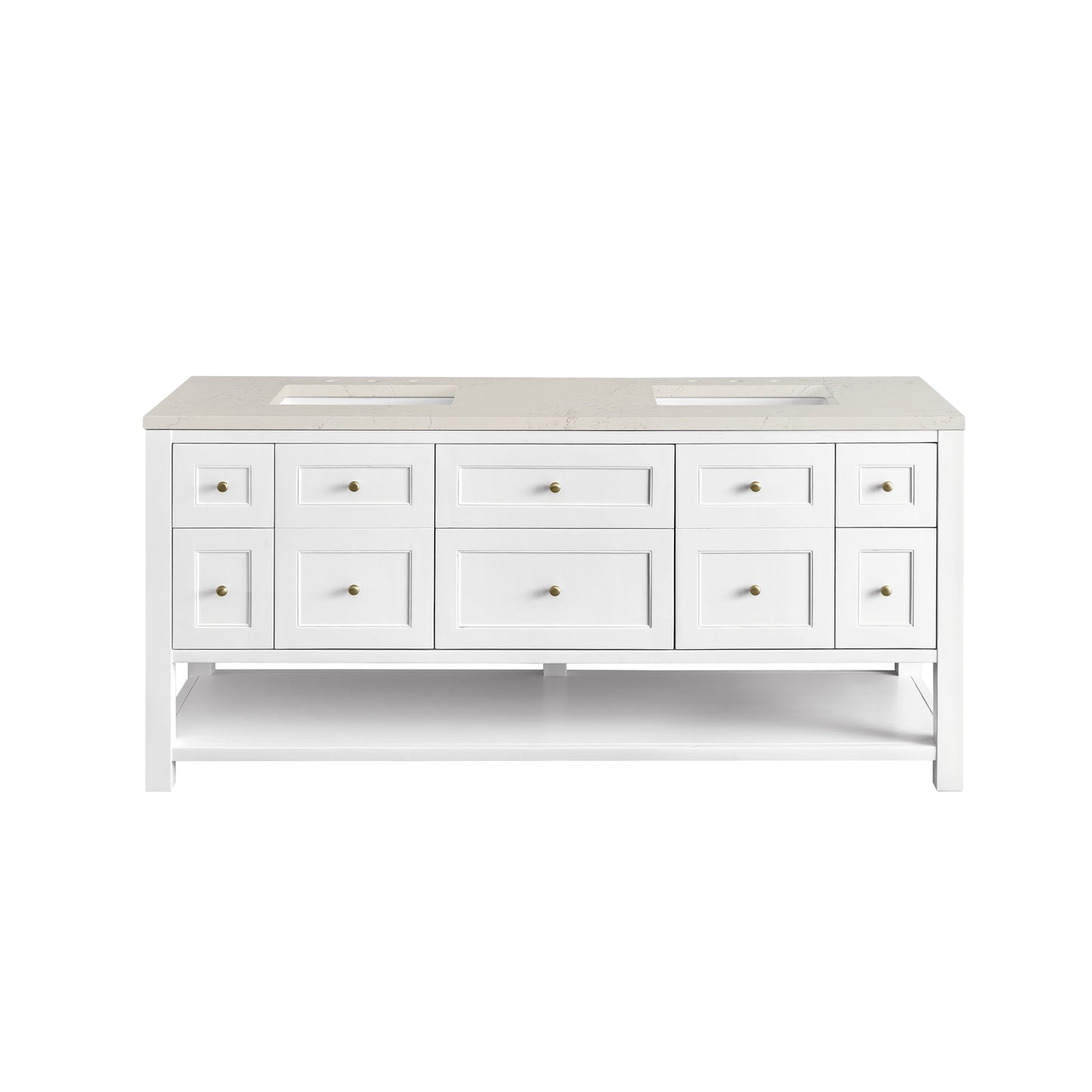 Renovate for Less Atlanta Breckenridge 72" Double Vanity, Bright White, w/ 3 CM Siberian Silestone Top