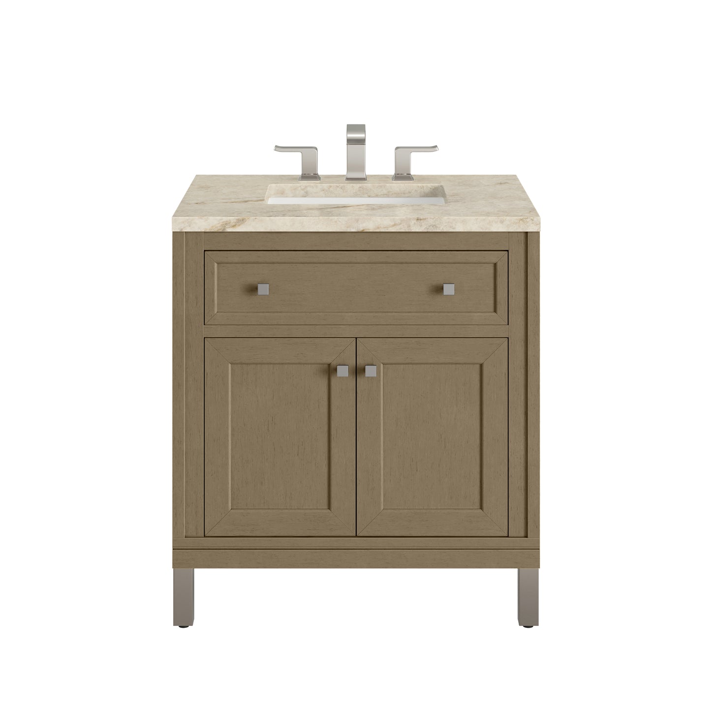 Renovate for Less Atlanta Chicago 30" Single Vanity, Walnut Whisper, w/ 3 CM Tajnar Eclos Top