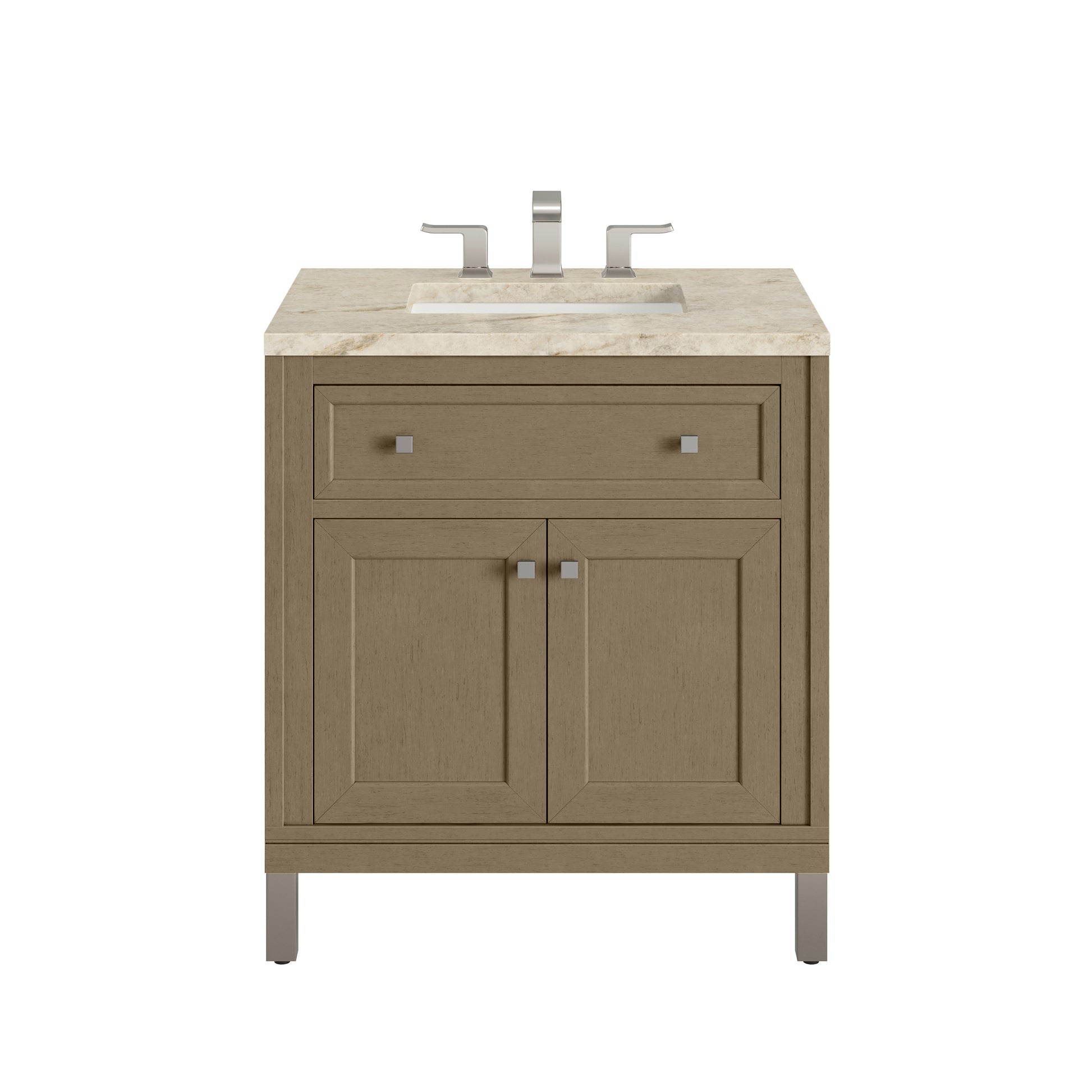 Renovate for Less Atlanta Chicago 30" Single Vanity, Walnut Whisper, w/ 3 CM Tajnar Eclos Top