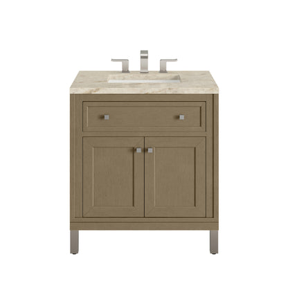 Renovate for Less Atlanta Chicago 30" Single Vanity, Walnut Whisper, w/ 3 CM Tajnar Eclos Top