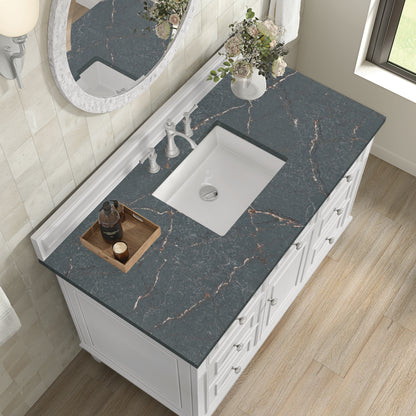 Renovate for Less Atlanta Lorelai 48" Single Vanity, Bright White w/ 3 CM Parisien Bleu Silestone Top