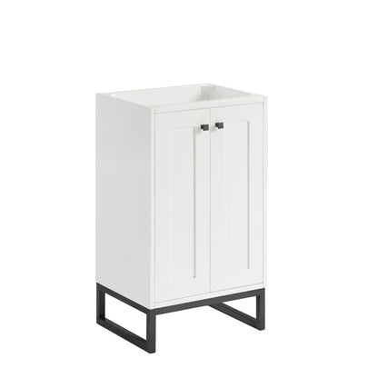 Renovate for Less Atlanta Chianti 20" Single Vanity, Glossy White, Matte Black, w/ White Glossy Composite Stone Top