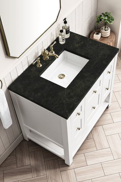 Renovate for Less Atlanta Breckenridge 36" Single Vanity, Bright White, w/ 3 CM Phantome Eclos Top
