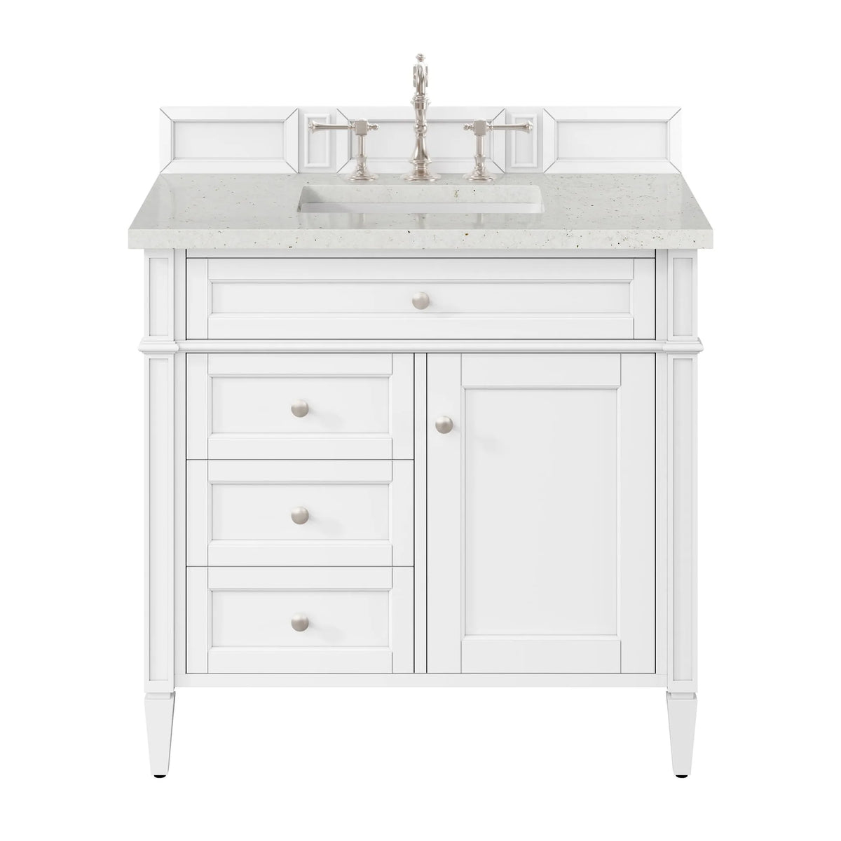Brittany 36" Single Vanity, Bright White w/ 3 CM Lime Delight Silestone Top