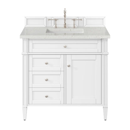 Brittany 36" Single Vanity, Bright White w/ 3 CM Lime Delight Silestone Top