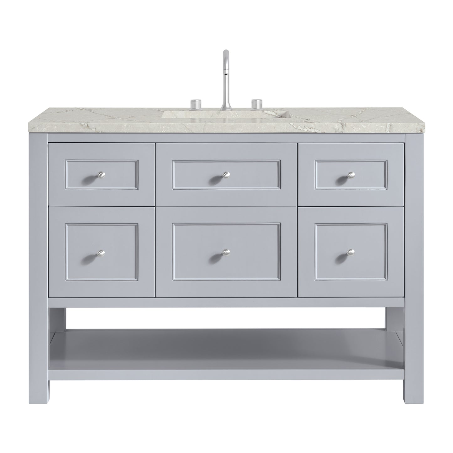 Renovate for Less Atlanta Breckenridge 48" Single Vanity, Serenity Blue, w/ 3 CM Victorian Silver Quartz Top