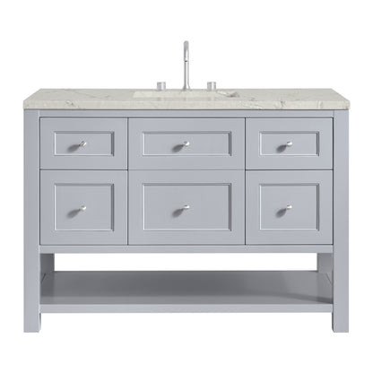 Renovate for Less Atlanta Breckenridge 48" Single Vanity, Serenity Blue, w/ 3 CM Victorian Silver Quartz Top