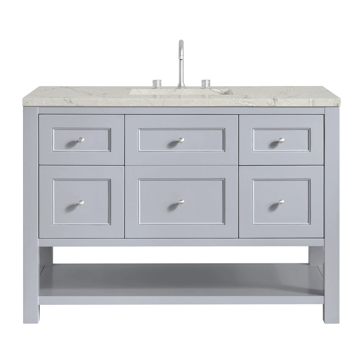 Breckenridge 48" Single Vanity, Serenity Blue, w/ 3 CM Victorian Silver Quartz Top w/FreePower Wireless Charger