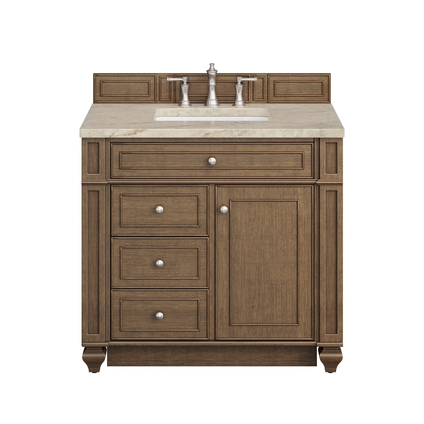 Renovate for Less Atlanta Bristol 36" Single Vanity, Saddle Brown, w/ 3 CM Tajnar Eclos Top