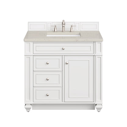 Renovate for Less Atlanta Bristol 36" Single Vanity, Bright White, w/ 3 CM Siberian Silestone Top