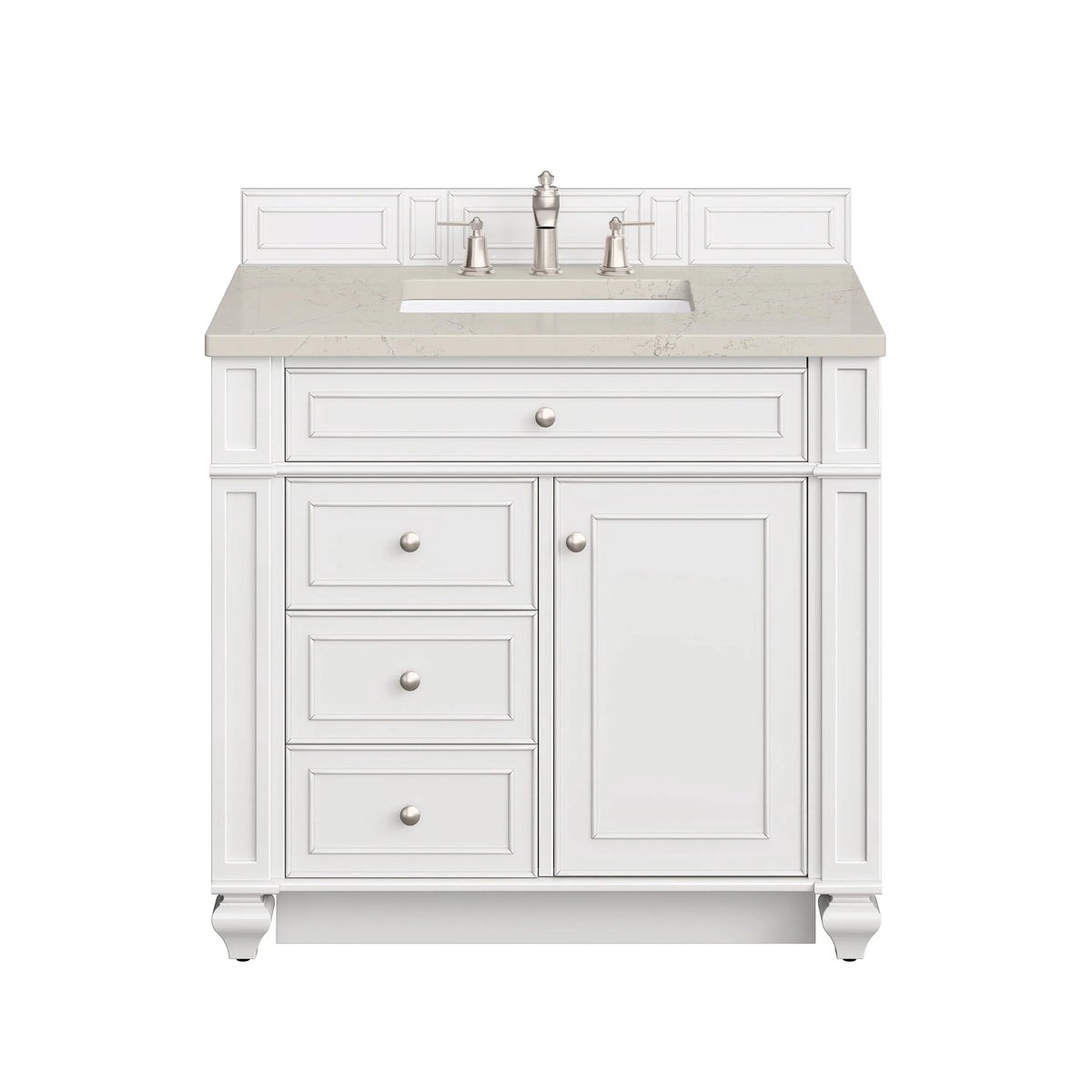 Bristol 36" Single Vanity, Bright White, w/ 3 CM Siberian Silestone Top