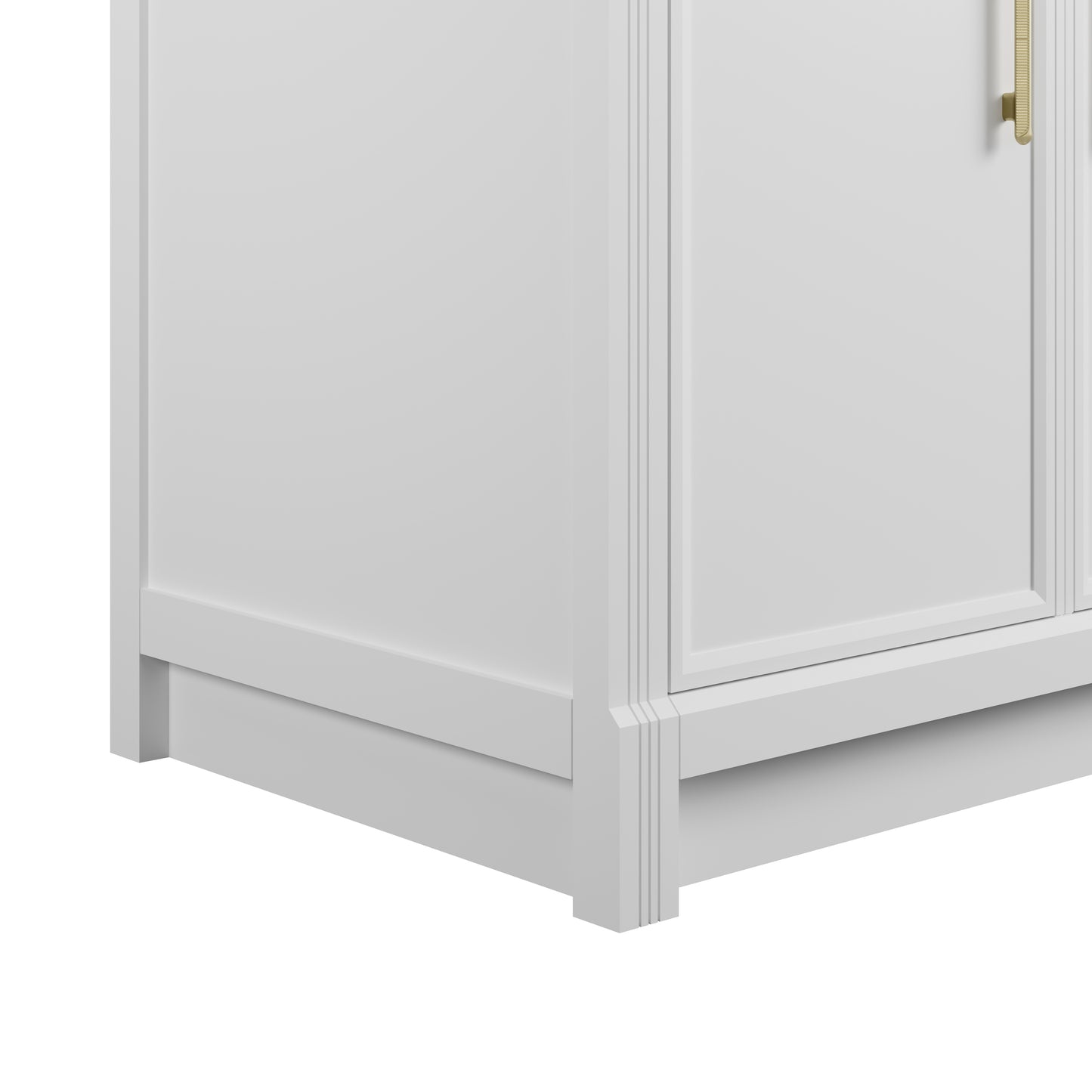 Renovate for Less Atlanta Bellshire 96" Dual Vanity Set with 24" Make-Up Counter, Bright White w/3 cm Eternal Jasmine Pearl Silestone Top