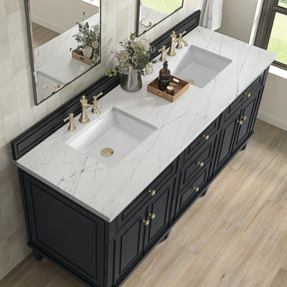 Renovate for Less Atlanta Lorelai 72" Double Vanity, Black Onyx w/ 3 CM Ethereal Noctis Silestone Top