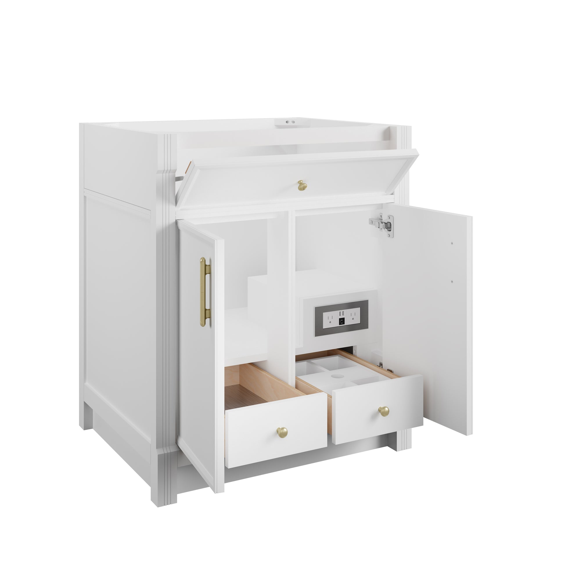 Renovate for Less Atlanta Bellshire 30" Single Vanity, Bright White w/ 3 CM Phantome Eclos Top