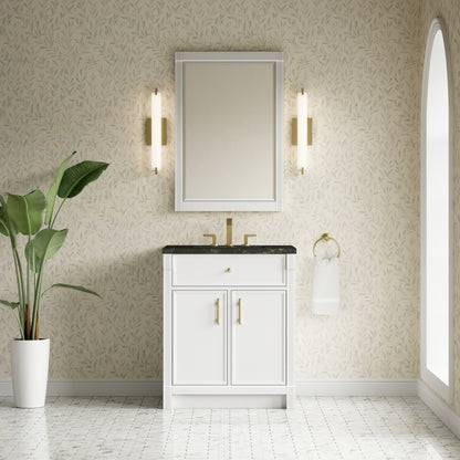 Renovate for Less Atlanta Bellshire 30" Single Vanity, Bright White w/ 3 CM Phantome Eclos Top