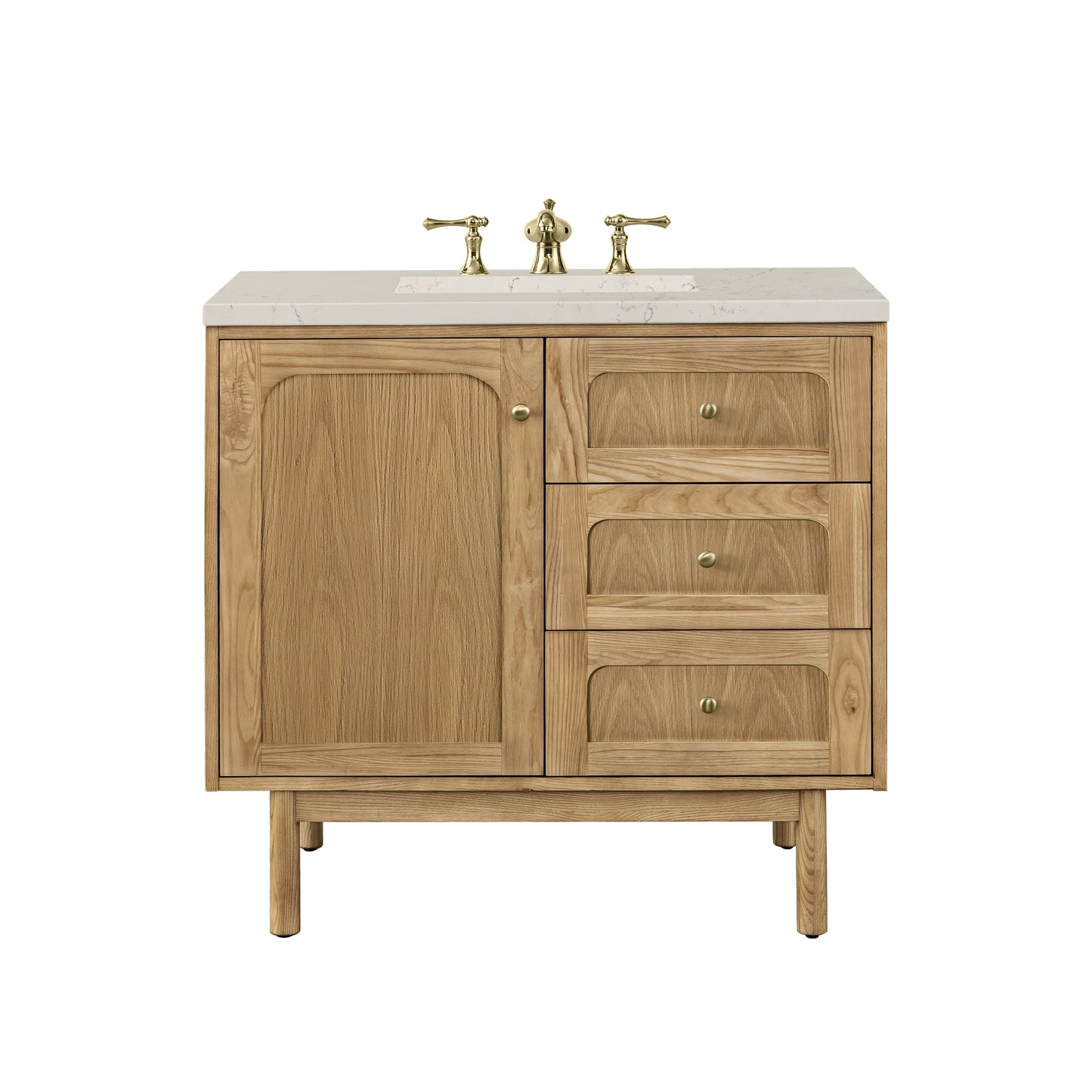 Renovate for Less Atlanta Laurent 36" Single Vanity, Light Natural Oak, w/ 3 CM Siberian Silestone Top