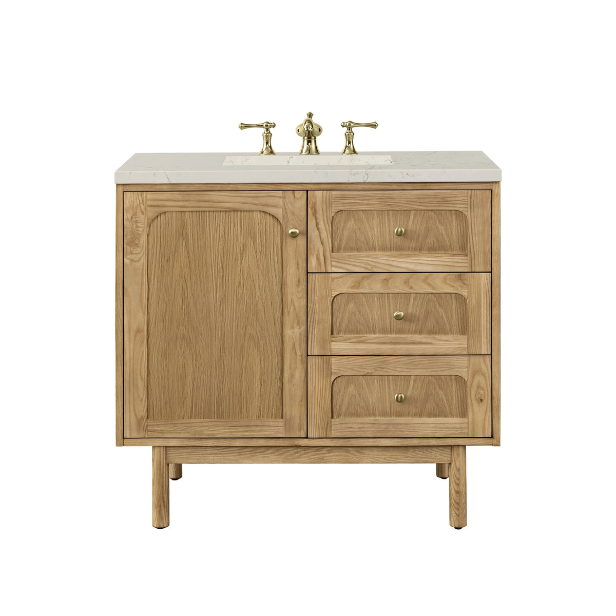 Laurent 36" Single Vanity, Light Natural Oak, w/ 3 CM Siberian Silestone Top