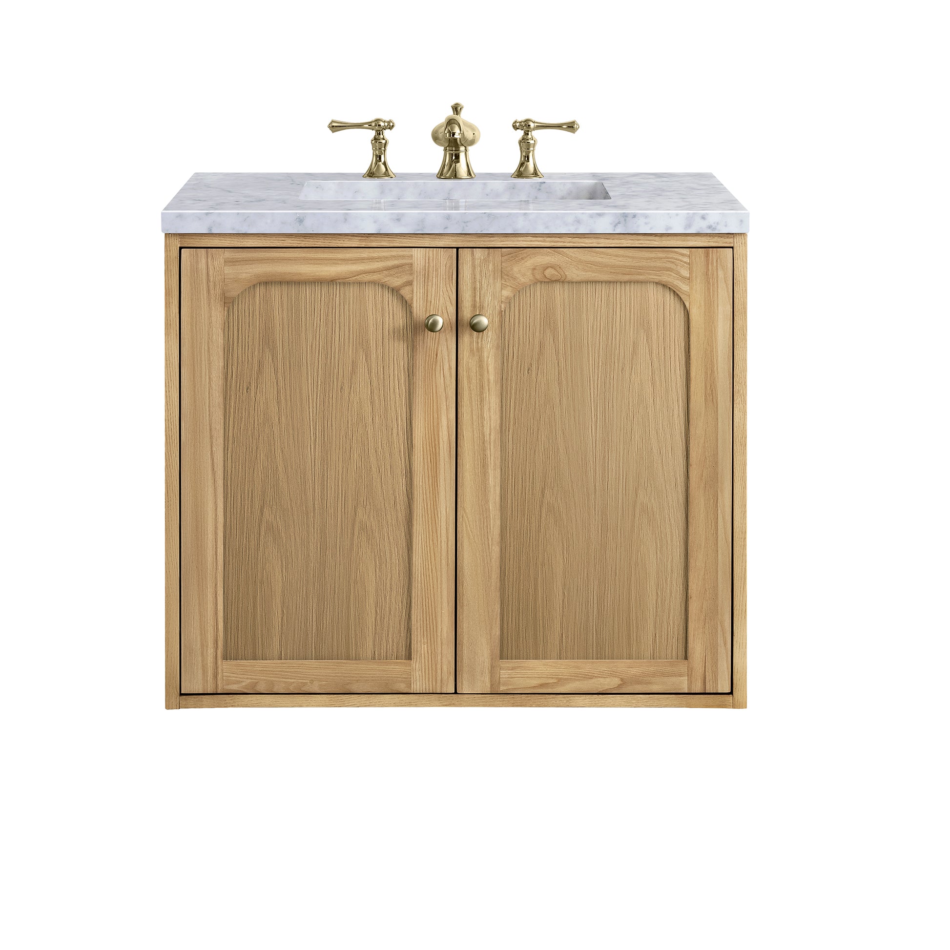 Renovate for Less Atlanta Laurent 30" Single Vanity, Light Natural Oak w/ 3 CM Carrara Marble Top