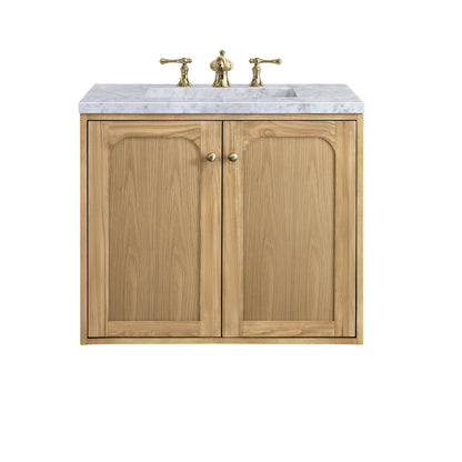 Renovate for Less Atlanta Laurent 30" Single Vanity, Light Natural Oak w/ 3 CM Carrara Marble Top