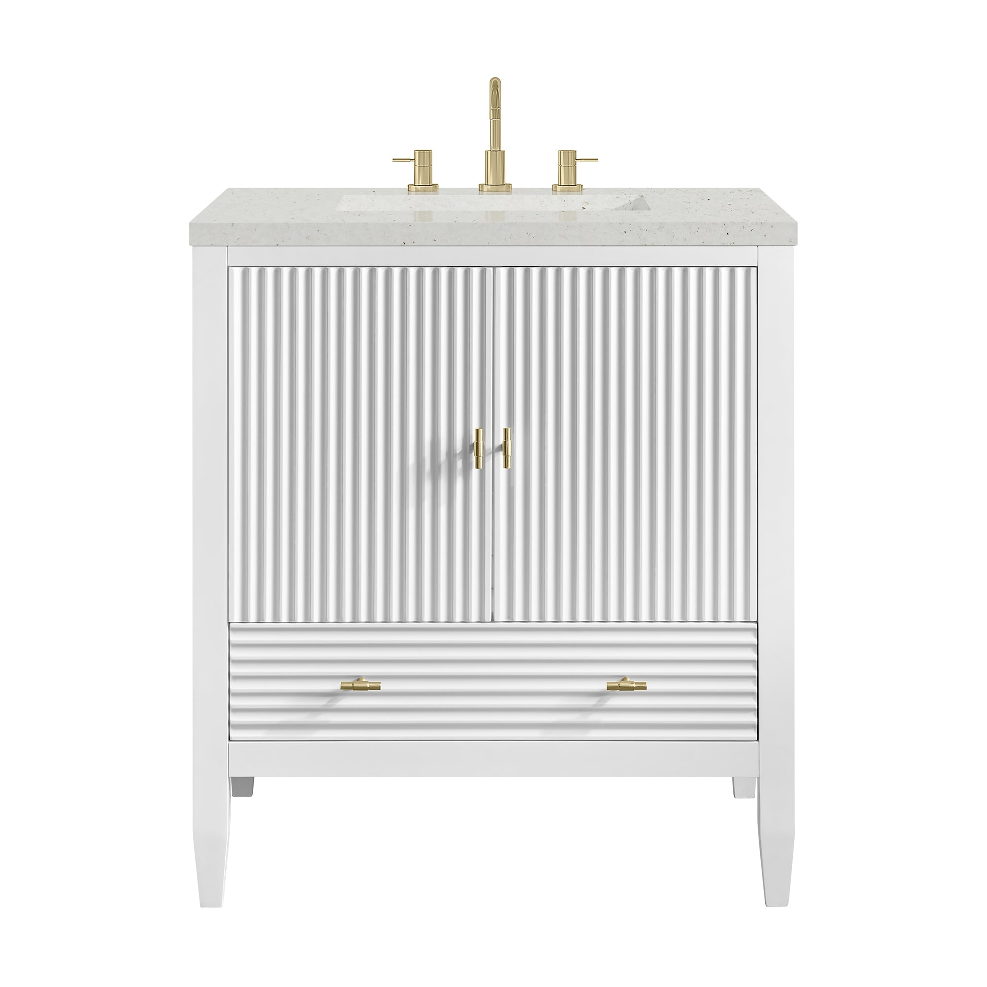 Renovate for Less Atlanta Myrrin 30" Single Vanity, Bright White w/ 3 CM Lime Delight Silestone Top