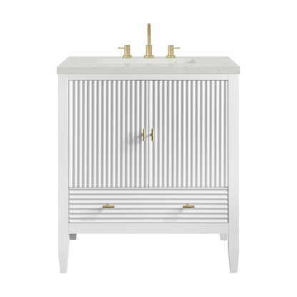 Renovate for Less Atlanta Myrrin 30" Single Vanity, Bright White w/ 3 CM Lime Delight Silestone Top