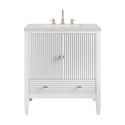 Myrrin 30" Single Vanity, Bright White w/ 3 CM Lime Delight Silestone Top