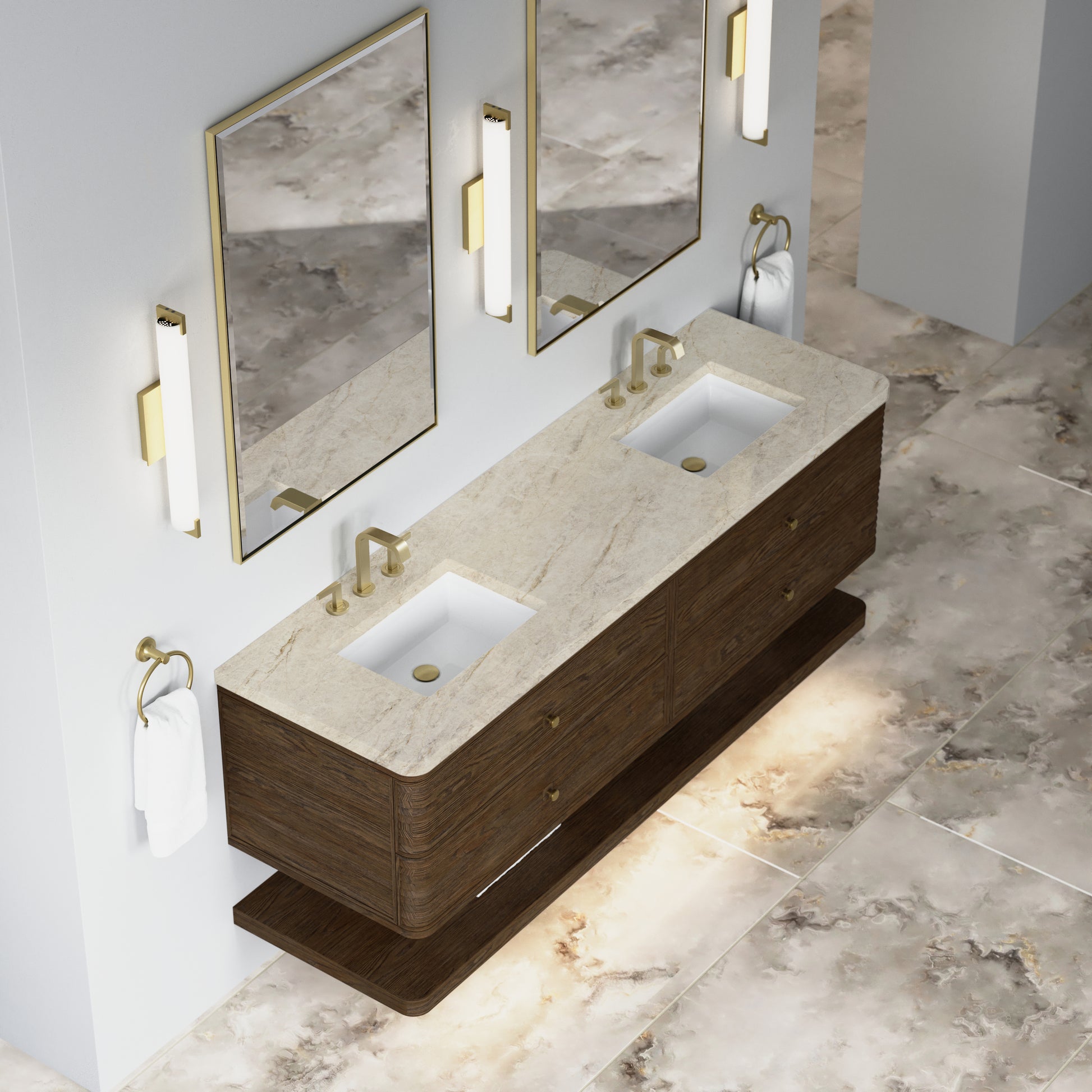 Renovate for Less Atlanta Allamari 72" Double Vanity, Sable w/ 3 CM Tajnar Eclos Top