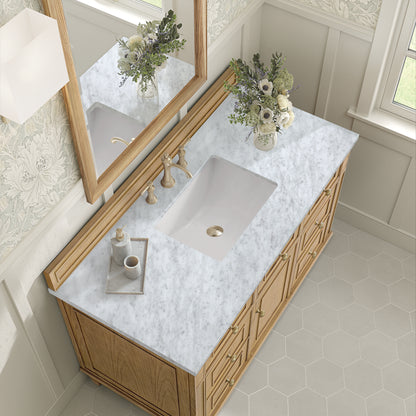Renovate for Less Atlanta Lorelai 48" Single Vanity, Light Natural Oak w/ 3 CM Carrara White Marble Top