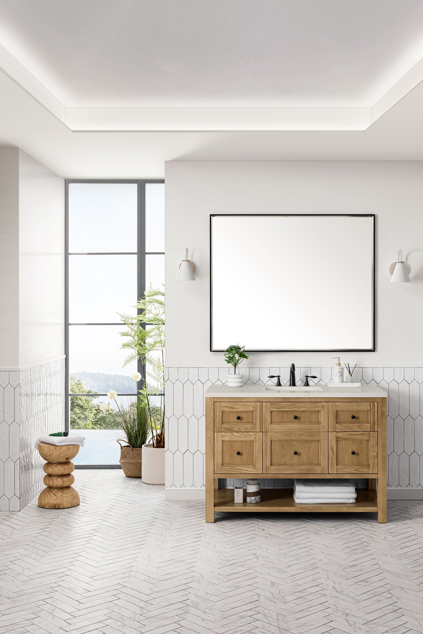 Renovate for Less Atlanta Breckenridge 48" Single Vanity, Light Natural Oak, w/ 3 CM Siberian Silestone Top