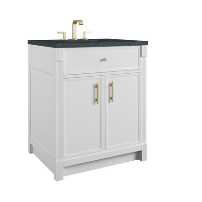 Bellshire 30" Single Vanity, Bright White w/ 3 CM Charcoal Soapstone Silestone Top