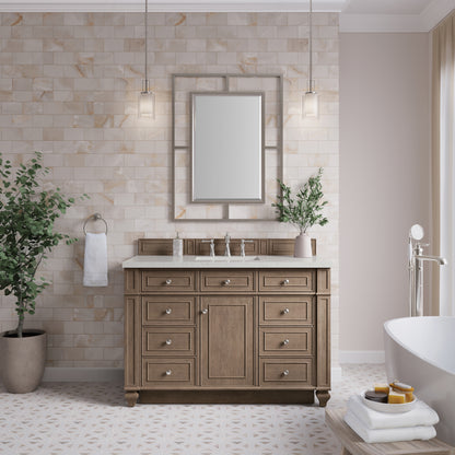 Renovate for Less Atlanta Bristol 48" Single Vanity, Whitewashed Walnut w/ 3 CM Lime Delight Silestone Top