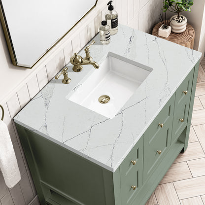 Renovate for Less Atlanta Breckenridge 36" Single Vanity, Smokey Celadon w/ 3 CM Ethereal Noctis Top