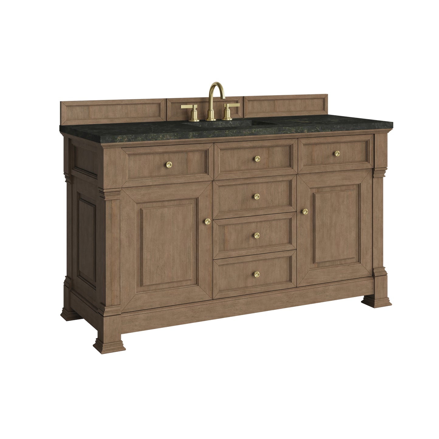 Renovate for Less Atlanta Brookfield 60" Single Vanity, Pecan, w/ 3 CM Phantome Eclos Top