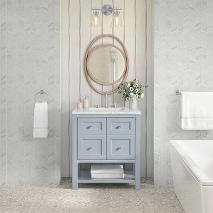 Breckenridge 30" Single Vanity, Serenity Blue, w/ 3 CM Ethereal Noctis Quartz Top
