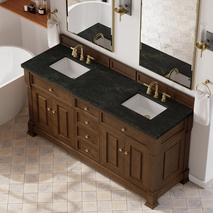 Renovate for Less Atlanta Brookfield 72" Double Vanity, Honey Oak, w/ 3 CM Phantome Eclos Top