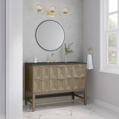 Emmeline 48" Single Vanity, Pebble Oak w/ 3 CM Charcoal Soapstone Silestone Top
