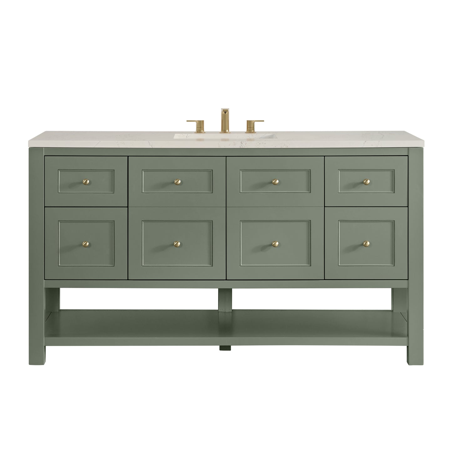 Renovate for Less Atlanta Breckenridge 60" Single Vanity, Smokey Celadon, w/ 3 CM Siberian Silestone Top w/FreePower Wireless Charger