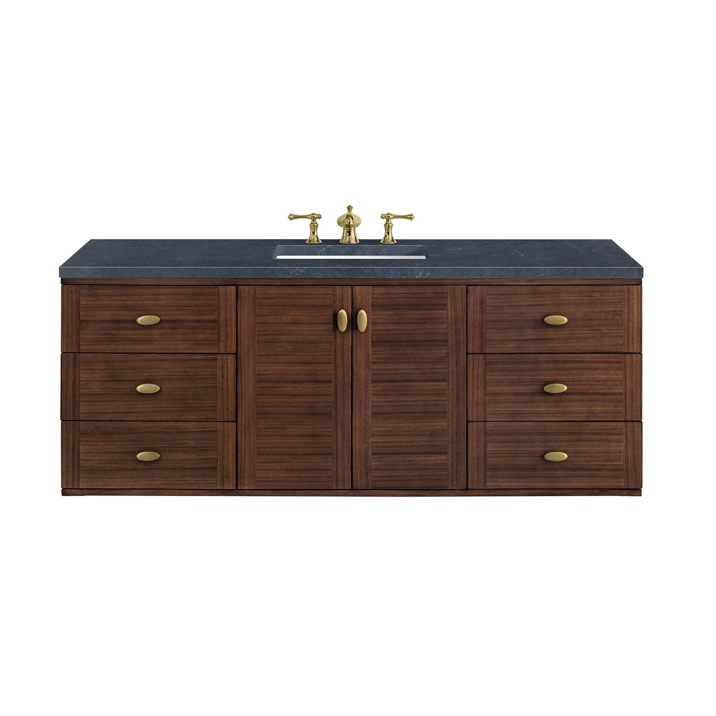 Renovate for Less Atlanta Amberly 60" Single Vanity, Mid-Century Walnut w/ 3 CM Charcoal Soapstone Top