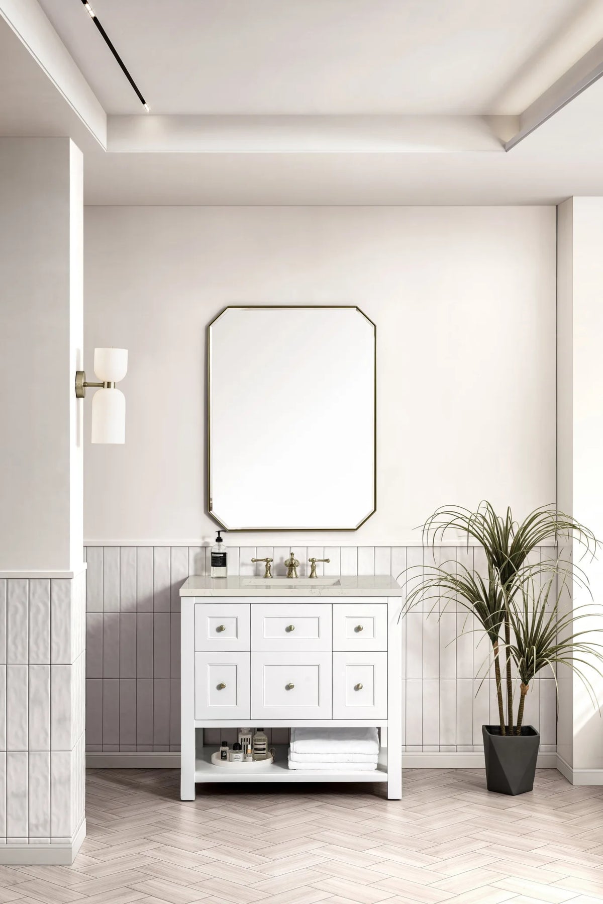 Breckenridge 36" Single Vanity, Bright White, w/ 3 CM Siberian Silestone Top