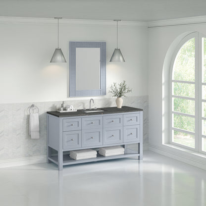 Renovate for Less Atlanta Breckenridge 60" Single Vanity, Serenity Blue w/ 3 CM Parisien Bleu Top w/ FreePower Wireless Charger
