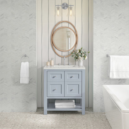 Renovate for Less Atlanta Breckenridge 30" Single Vanity, Serenity Blue, w/ 3 CM Lime Delight Quartz Top