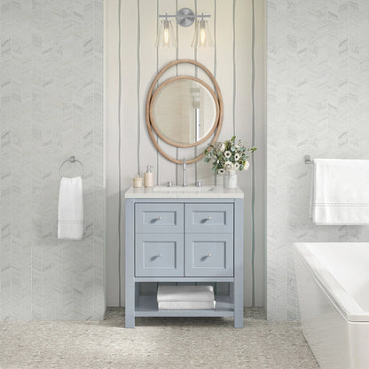 Breckenridge 30" Single Vanity, Serenity Blue, w/ 3 CM Lime Delight Quartz Top