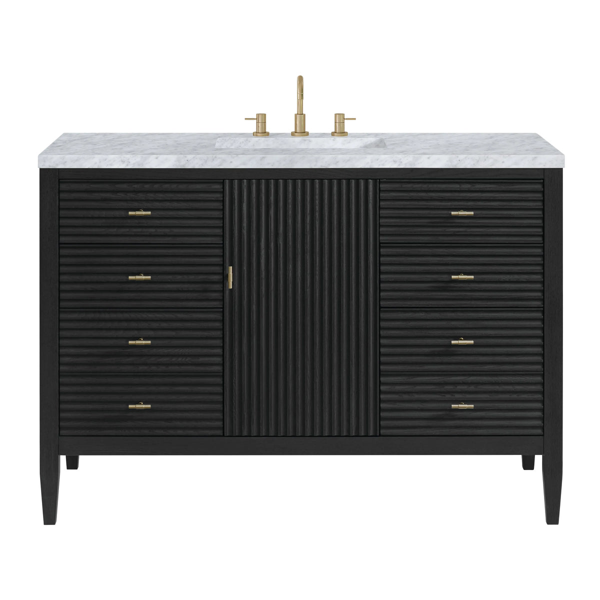 Myrrin 48" Single Vanity, Carbon Oak w/ 3 CM Carrara White Marble Top