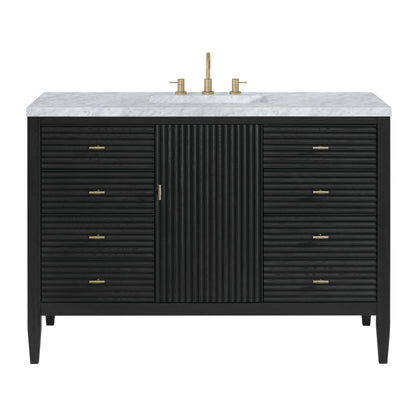 Myrrin 48" Single Vanity, Carbon Oak w/ 3 CM Carrara White Marble Top